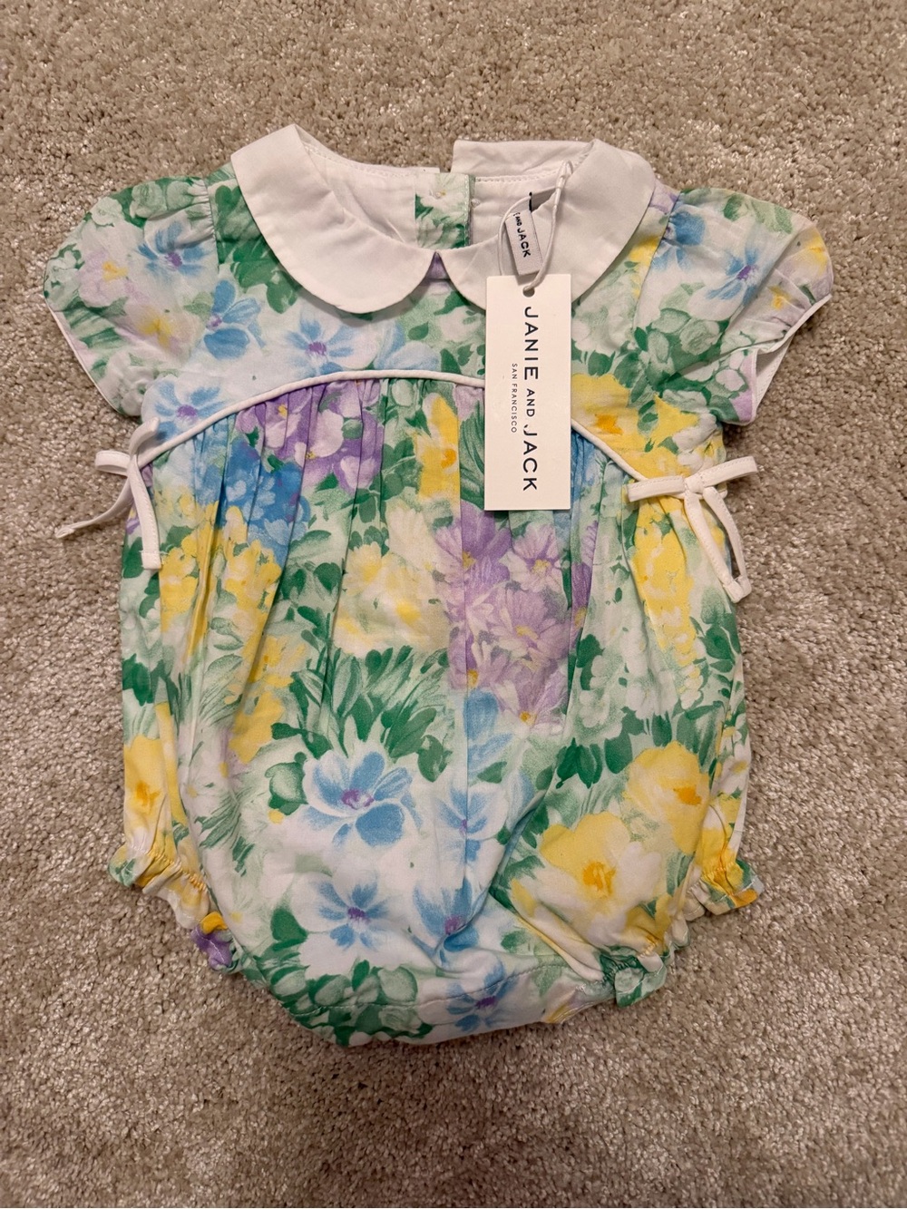 Janie and Jack Pastel Floral Peter Pan Collar Romper